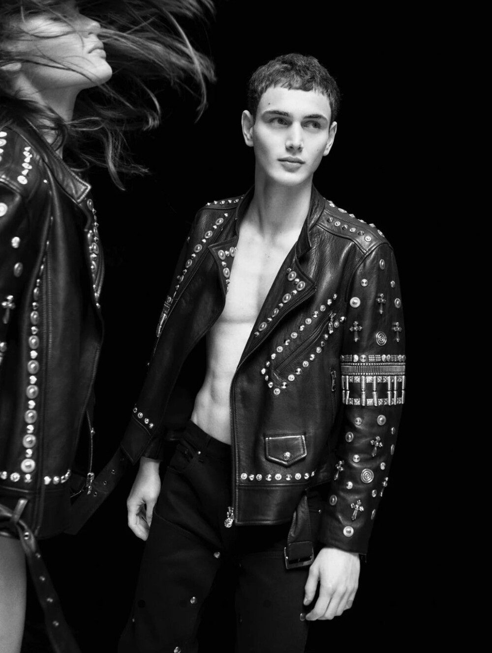 G|Fashion BLACK LEATHER JACKET WITH STUDS